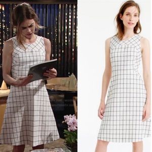 J Crew White and Navy Blue Windowpane A Line Dress Size 2
